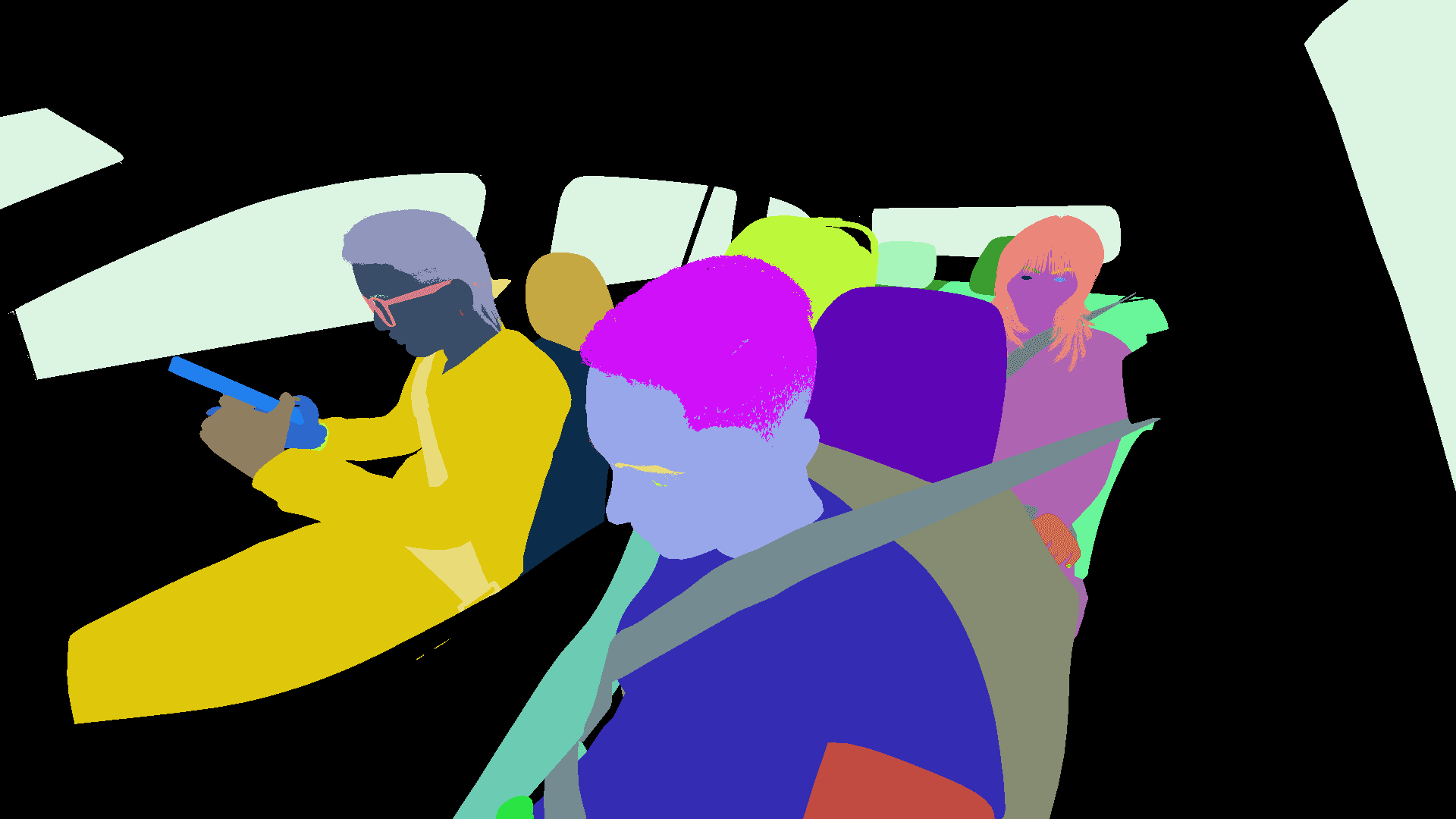 Semantic masks inside the vehicle