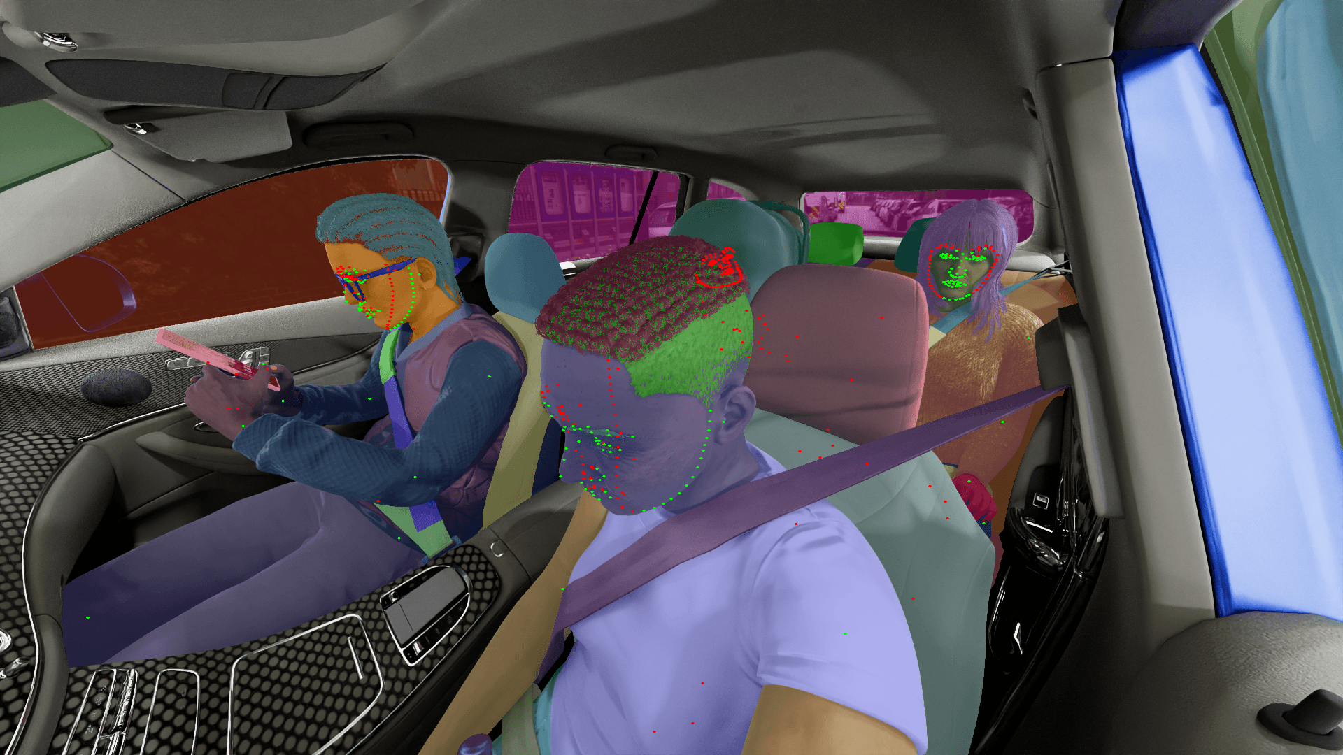 Facial keypoints of the driver and occupants