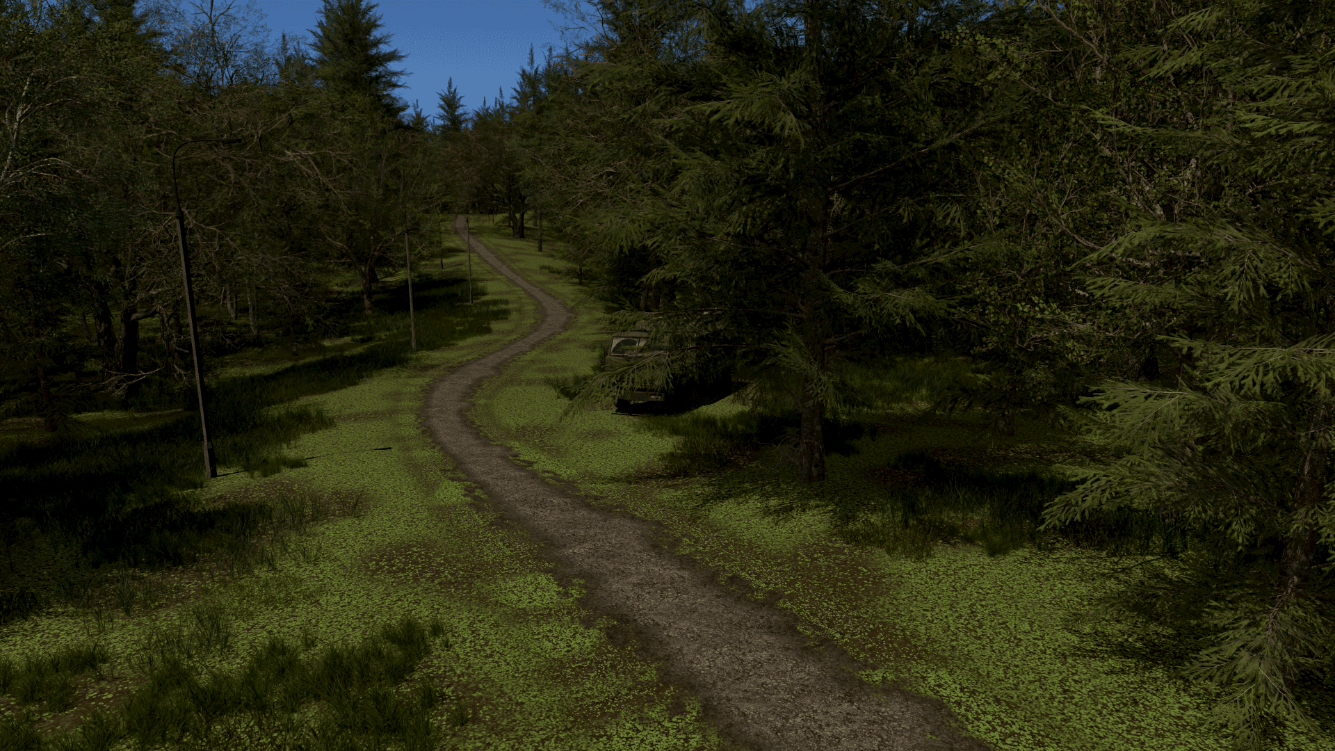 Closer view of a vehicle in a forested area